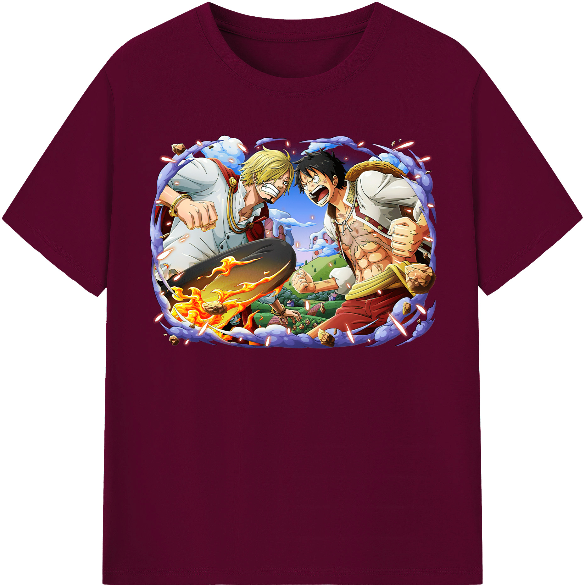 ワンピース モンキー・D・ルフィ ONE PIECE Monkey D. Luffy レディースカジュアルプリントTシャツ（綿100％）